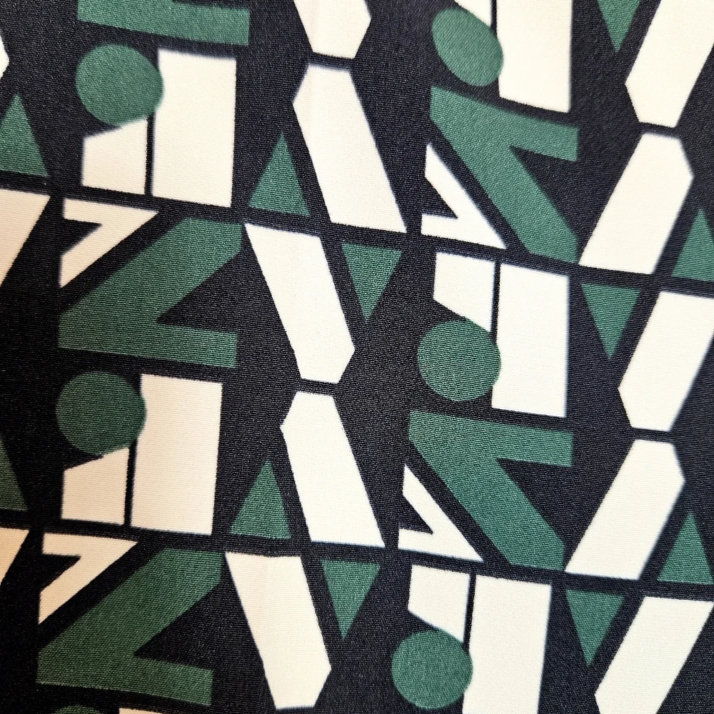 Zara High Waist Black Green Geo Logo Print Cropped Trousers Women’s Large
